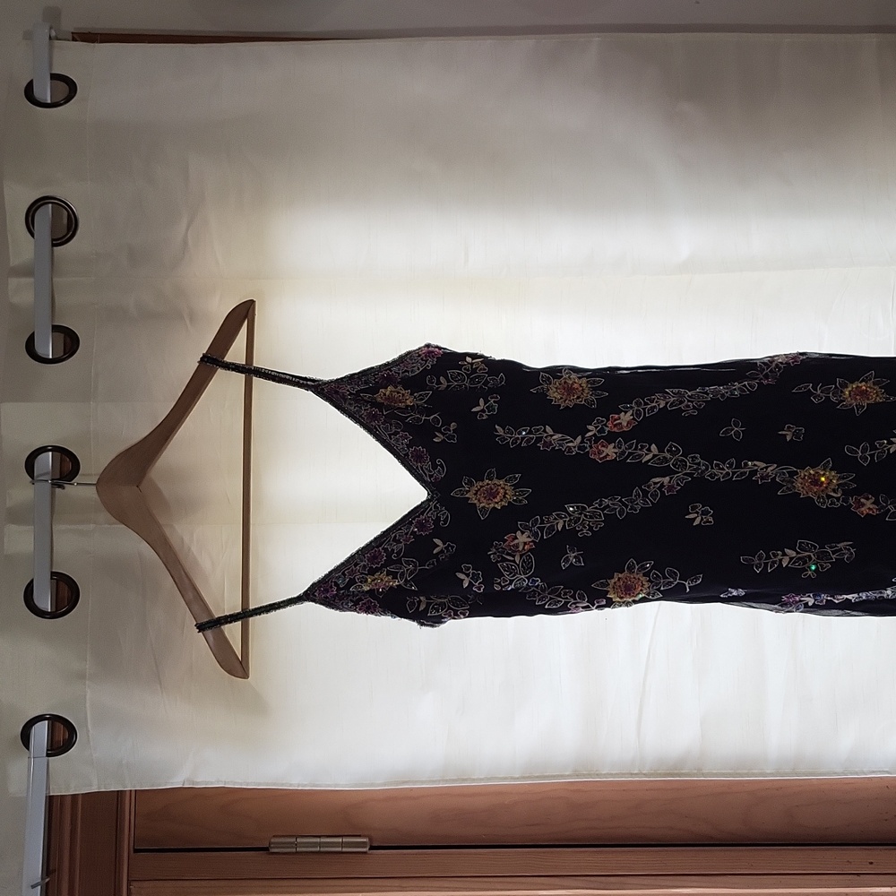 Eva Blue midi black dress with sequins. Size 12.